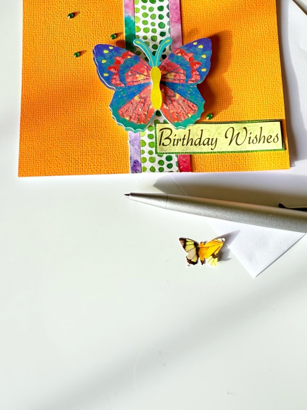Birthday Wishes Butterfly Card - Orange - Picture 2 of 3